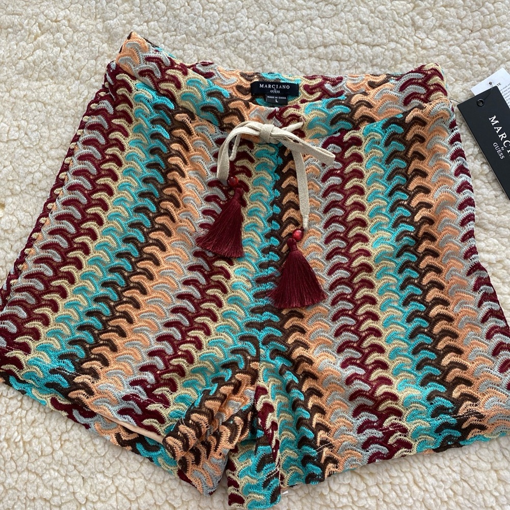Marciano Multicolor Knit Shorts with Tassel Size Large